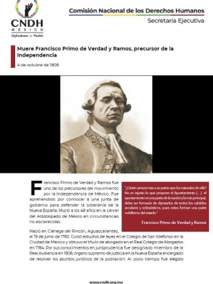 Muere Francisco Primo de Verdad y Ramos, precursor de la Independencia