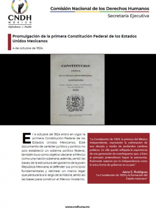 Promulgación de la primera Constitución Federal de los Estados Unidos Mexicanos