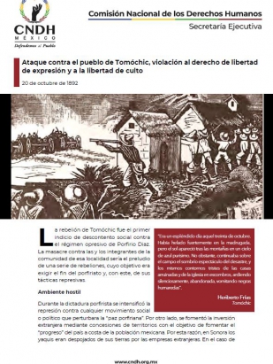 Ataque contra el pueblo de Tomóchic, violación al derecho de libertad de expresión y a la libertad de culto