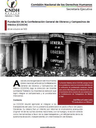 Fundación de la Confederación General de Obreros y Campesinos de México (CGOCM)