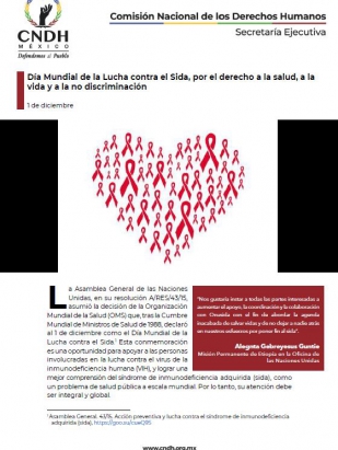 Día Mundial de la Lucha contra el Sida, por el derecho a la salud, a la vida y a la no discriminación