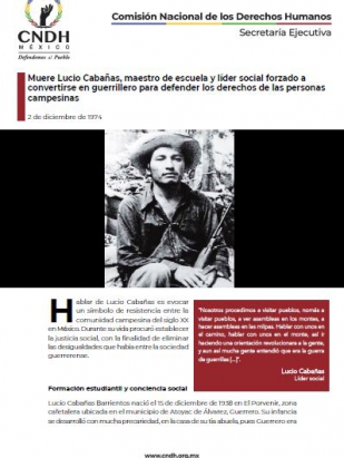 Muere Lucio Cabañas, maestro de escuela y líder social forzado a convertirse en guerrillero para defender los derechos de las personas campesinas
