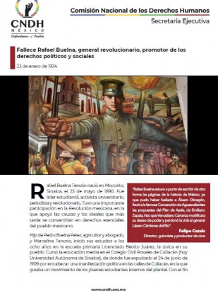 Fallece Rafael Buelna, general revolucionario, promotor de los derechos políticos y sociales