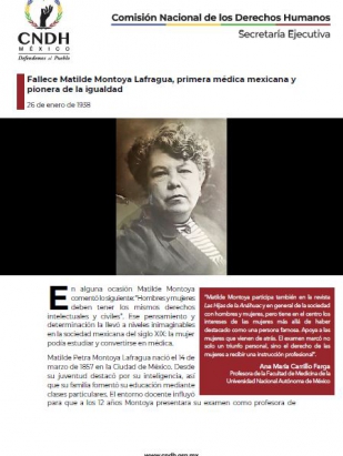 Fallece Matilde Montoya Lafragua, primera médica mexicana y pionera de la igualdad
