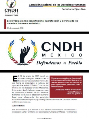 Es elevada a rango constitucional la protección y defensa de los derechos humanos en México