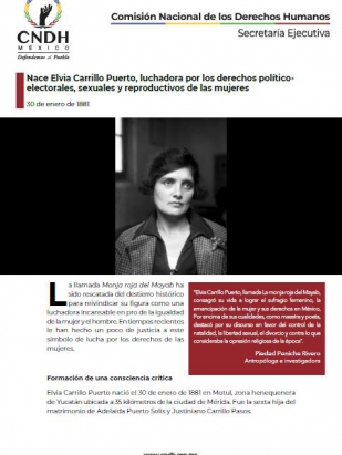 Nace Elvia Carrillo Puerto, luchadora por los derechos político-electorales, sexuales y reproductivos de las mujeres