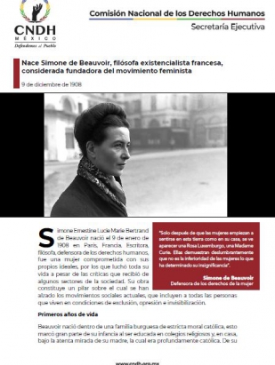 Nace Simone de Beauvoir, filósofa existencialista francesa, considerada fundadora del movimiento feminista