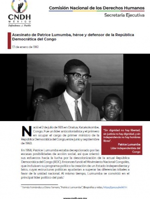 Asesinato de Patrice Lumumba, héroe y defensor de la República Democrática del Congo