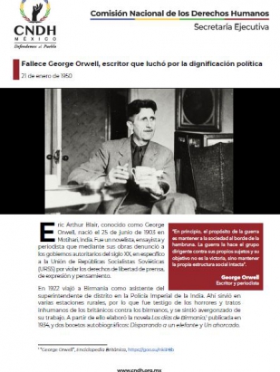 Fallece George Orwell, escritor que luchó por la dignificación política