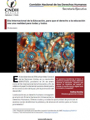 Día Internacional de la Educación, para que el derecho a la educación sea una realidad para todas y todos