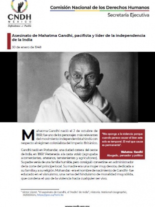 Asesinato de Mahatma Gandhi, pacifista y líder de la independencia de la India