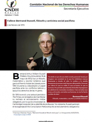 Fallece Bertrand Russell, filósofo y activista social pacifista