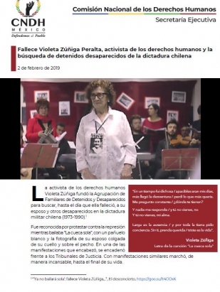 Fallece Violeta Zúñiga Peralta, activista de los derechos humanos y la búsqueda de detenidos desaparecidos de la dictadura chilena