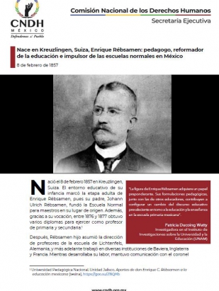Nace en Kreuzlingen, Suiza, Enrique Rébsamen: pedagogo, reformador de la educación e impulsor de las escuelas normales en México