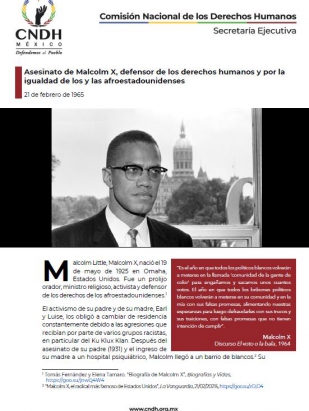 Asesinato de Malcolm X, defensor de los derechos humanos y por la igualdad de los y las afroestadounidenses