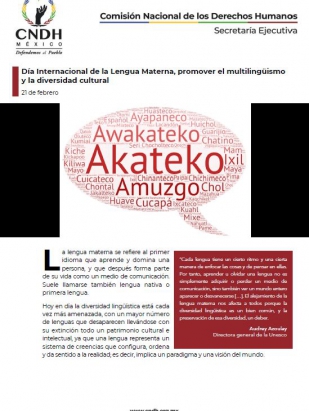 Día Internacional de la Lengua Materna, promover el multilingüismo y la diversidad cultural