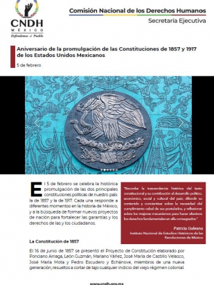 Aniversario de la promulgación de las Constituciones de 1857 y 1917 de los Estados Unidos Mexicanos