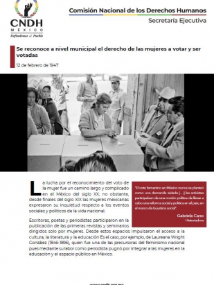 Se reconoce a nivel municipal el derecho de las mujeres a votar y ser votadas