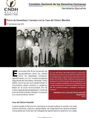 Pacto de Venustiano Carranza con la Casa del Obrero Mundial