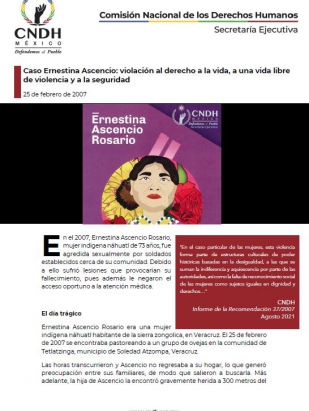 Caso Ernestina Ascencio: violación al derecho a la vida, a una vida libre de violencia y a la seguridad