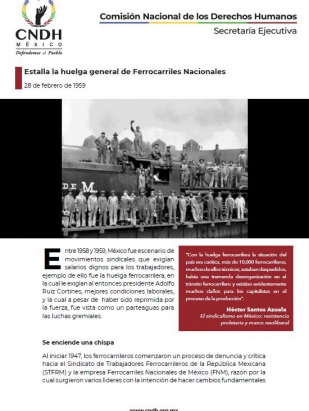 Estalla la huelga general de Ferrocarriles Nacionales