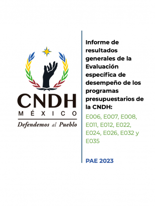 Informe de resultados generales de la Evaluación específica de desempeño de los programas presupuestarios de la CNDH: E006, E007, E008, E011, E012, E022, E024, E026, E032 y E035. PAE 2023