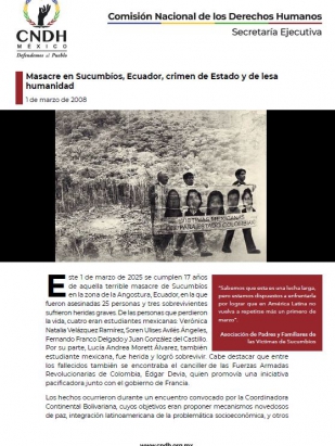 Masacre en Sucumbíos, Ecuador, crimen de Estado y de lesa humanidad
