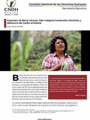 Asesinato de Berta Cáceres, líder indígena hondureña, feminista y defensora del medio ambiente