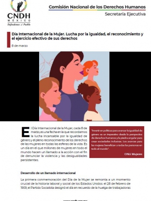 Día Internacional de la Mujer. Lucha por la igualdad, el reconocimiento y el ejercicio efectivo de sus derechos