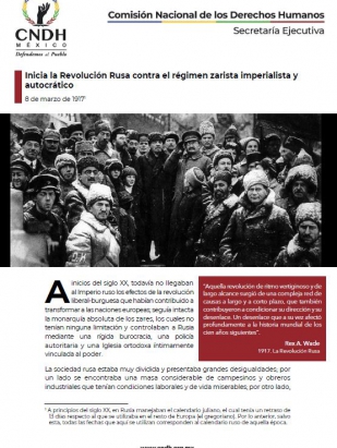 Inicia la Revolución Rusa contra el régimen zarista imperialista y autocrático