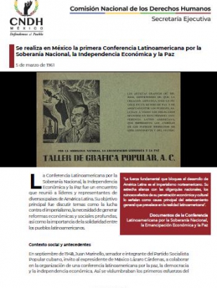 Se realiza en México la primera Conferencia Latinoamericana por la Soberanía Nacional, la Independencia Económica y la Paz