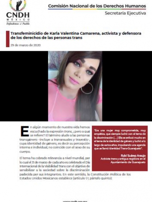 Transfeminicidio de Karla Valentina Camarena, activista y defensora de los derechos de las personas trans