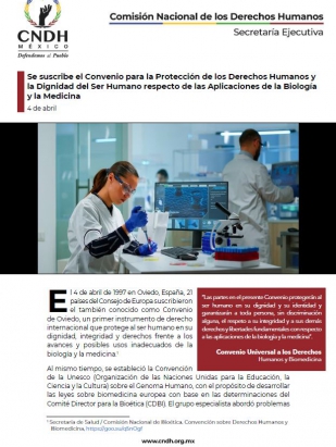 Se suscribe el Convenio para la Protección de los Derechos Humanos y la Dignidad del Ser Humano respecto de las Aplicaciones de la Biología y la Medicina