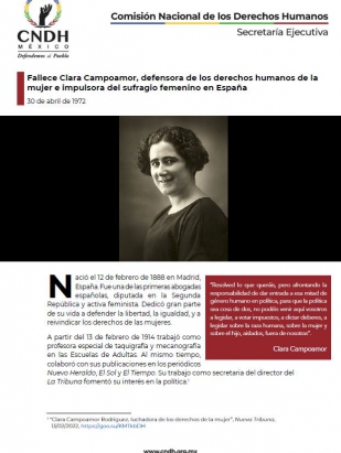 Fallece Clara Campoamor, defensora de los derechos humanos de la mujer e impulsora del sufragio femenino en España