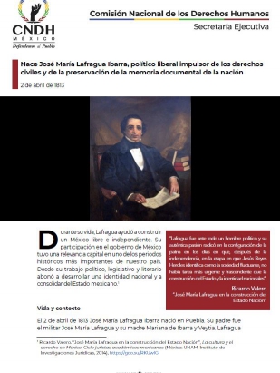 Nace José María Lafragua Ibarra, político liberal impulsor de los derechos civiles y de la preservación de la memoria documental de la nación