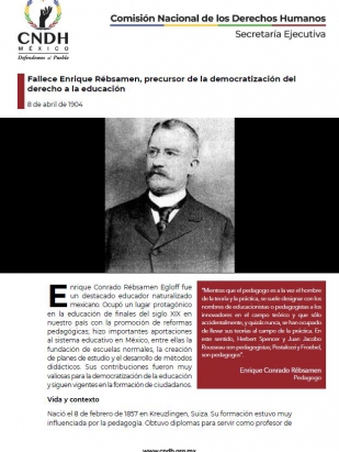 Fallece Enrique Rébsamen, precursor de la democratización del derecho a la educación