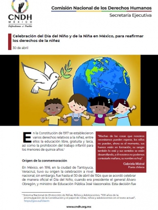Celebración del Día del Niño y de la Niña en México, para reafirmar los derechos de la niñez