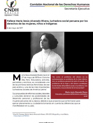 Fallece María Jesús Alvarado Rivera, luchadora social peruana por los derechos de las mujeres, niños e indígenas