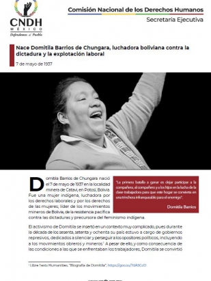Nace Domitila Barrios de Chungara, luchadora boliviana contra la dictadura y la explotación laboral