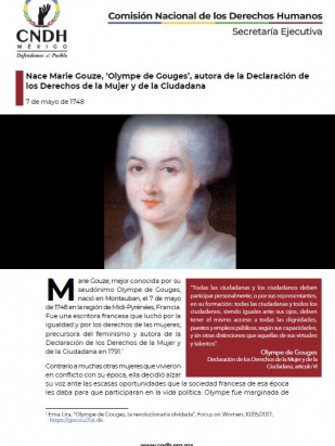 Nace Marie Gouze, ‘Olympe de Gouges’, autora de la Declaración de los Derechos de la Mujer y de la Ciudadana