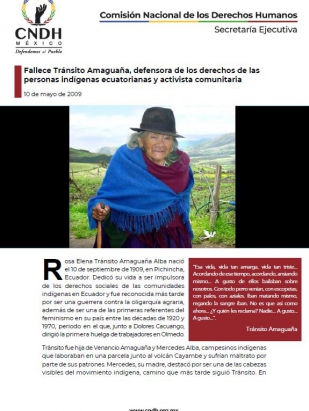 Fallece Tránsito Amaguaña, defensora de los derechos de las personas indígenas ecuatorianas y activista comunitaria