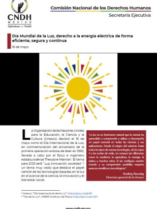 Día Mundial de la Luz, derecho a la energía eléctrica de forma eficiente, segura y continua