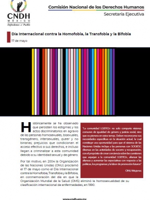 Día Internacional contra la Homofobia, la Transfobia y la Bifobia