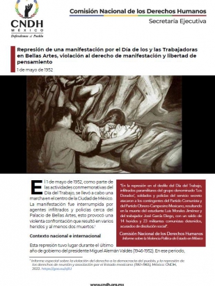 Represión de una manifestación por el Día de los y las Trabajadoras en Bellas Artes, violación al derecho de manifestación y libertad de pensamiento