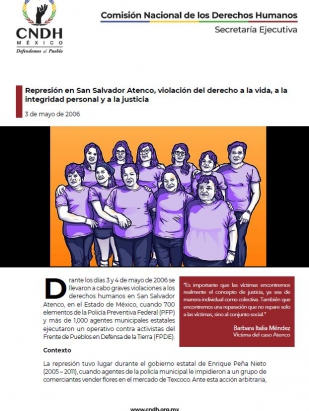 Represión en San Salvador Atenco, violación del derecho a la vida, a la integridad personal y a la justicia