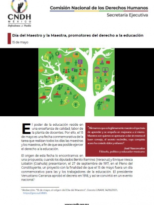 Día del Maestro y la Maestra, promotores del derecho a la educación