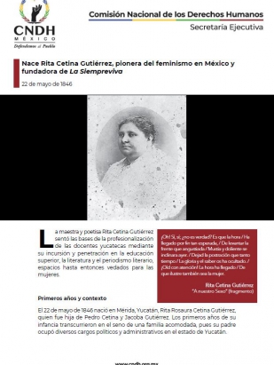 Nace Rita Cetina Gutiérrez, pionera del feminismo en México y fundadora de La Siempreviva
