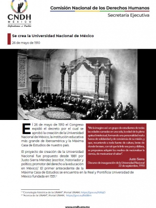 Se crea la Universidad Nacional de México