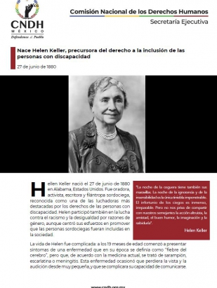 Nace Helen Keller, precursora del derecho a la inclusión de las personas con discapacidad