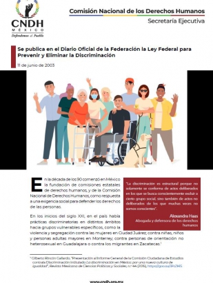 Se publica en el Diario Oficial de la Federación la Ley Federal para Prevenir y Eliminar la Discriminación
